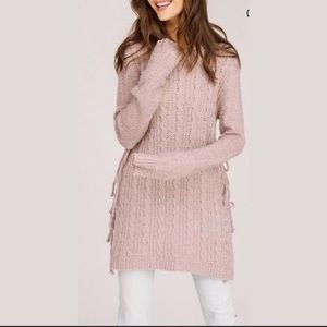 Side Lace Up Lilac Tunic Sweater